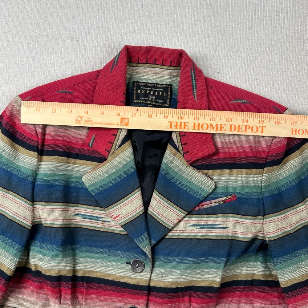 Vintage Express Blazer Womens 7/8 Aztec Print Waistcoat Southwestern 80s 90s - Picture 7 of 10